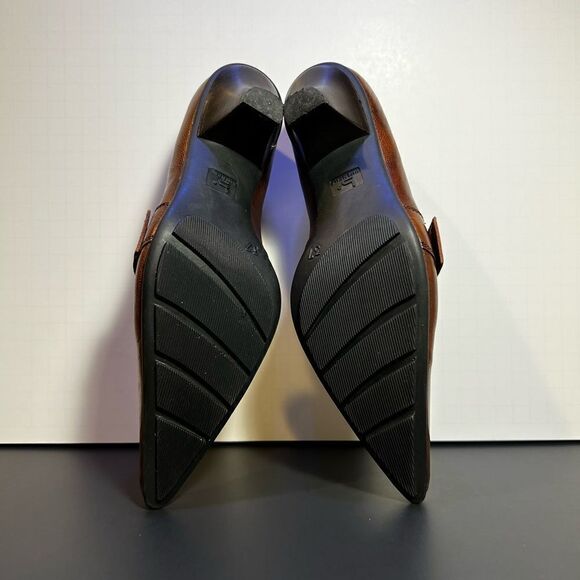 Womens NOVECENTO Brown Leather Pointed Toe Heels / Size 6.5 Narrow - EU 37 - Picture 8 of 9